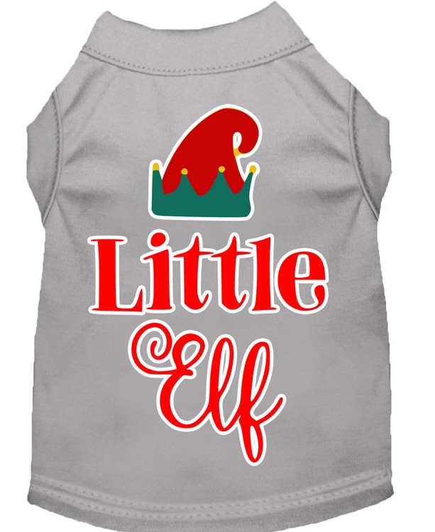 Little Elf Screen Print Dog Shirt Grey XS